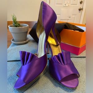 Kate Spade Chrisette purple satin D’Orsay heels, sz 11